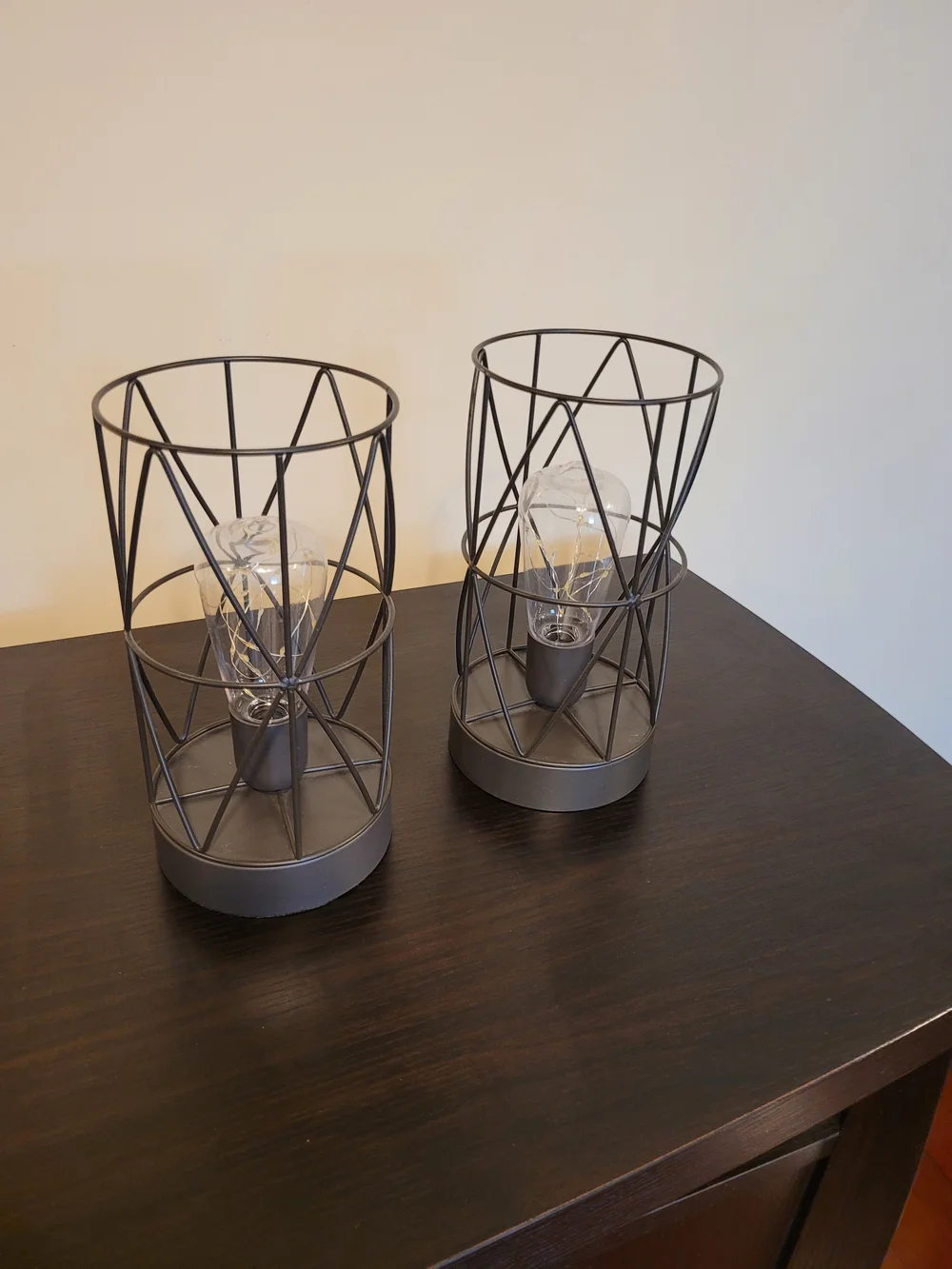 Modern Black Metal Cage Table Lamps (Set of 2)